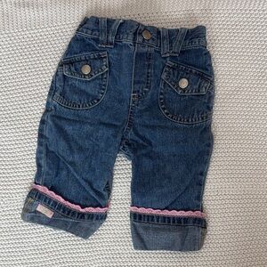 Denim Kids Bottoms with Pink Trim